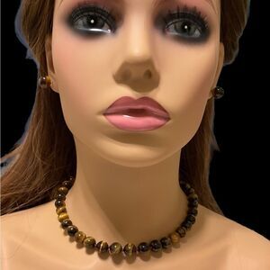 Tigers Eye Necklace Earring Set